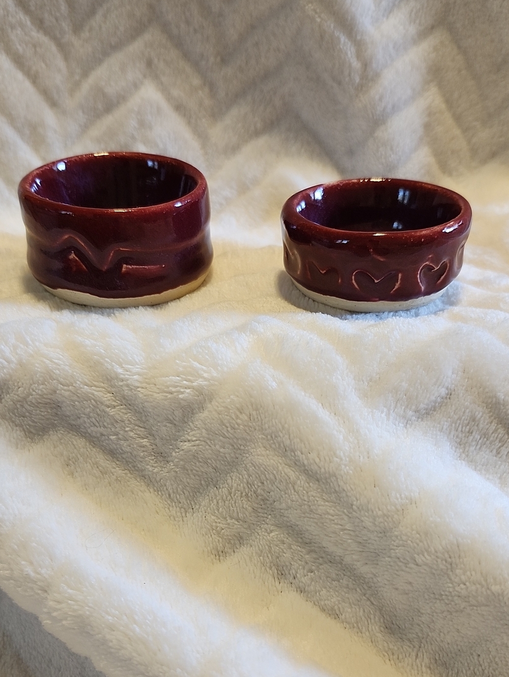 Handmade Burgundy Ceramic Ramekins - Set of 2